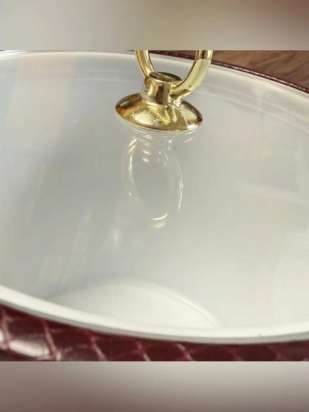 Vintage MCM Shelton Faux Snake Skin Ice Bucket Burgundy and Gold